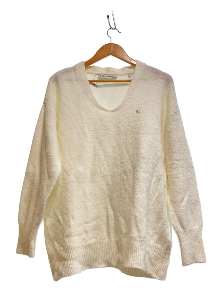 【中古】OUR LEGACY◆BIG V-NECK KNIT/編み物/44/羊毛/WHT/M4223BVW【メンズウェア】