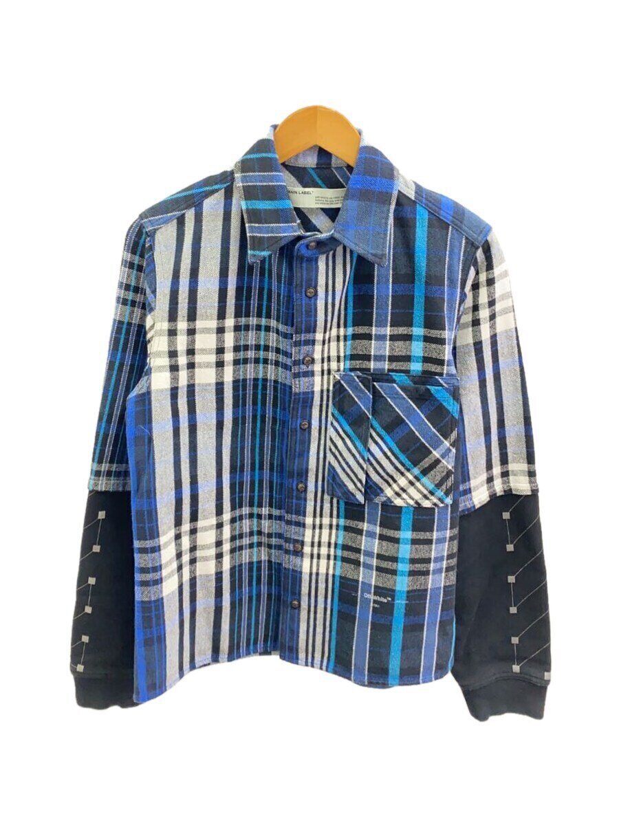 【中古】OFF-WHITE◆長袖プルオーバー/XS/綿織物/BLU/読み合わせる/OMGA083E19E23010【メンズウェア】