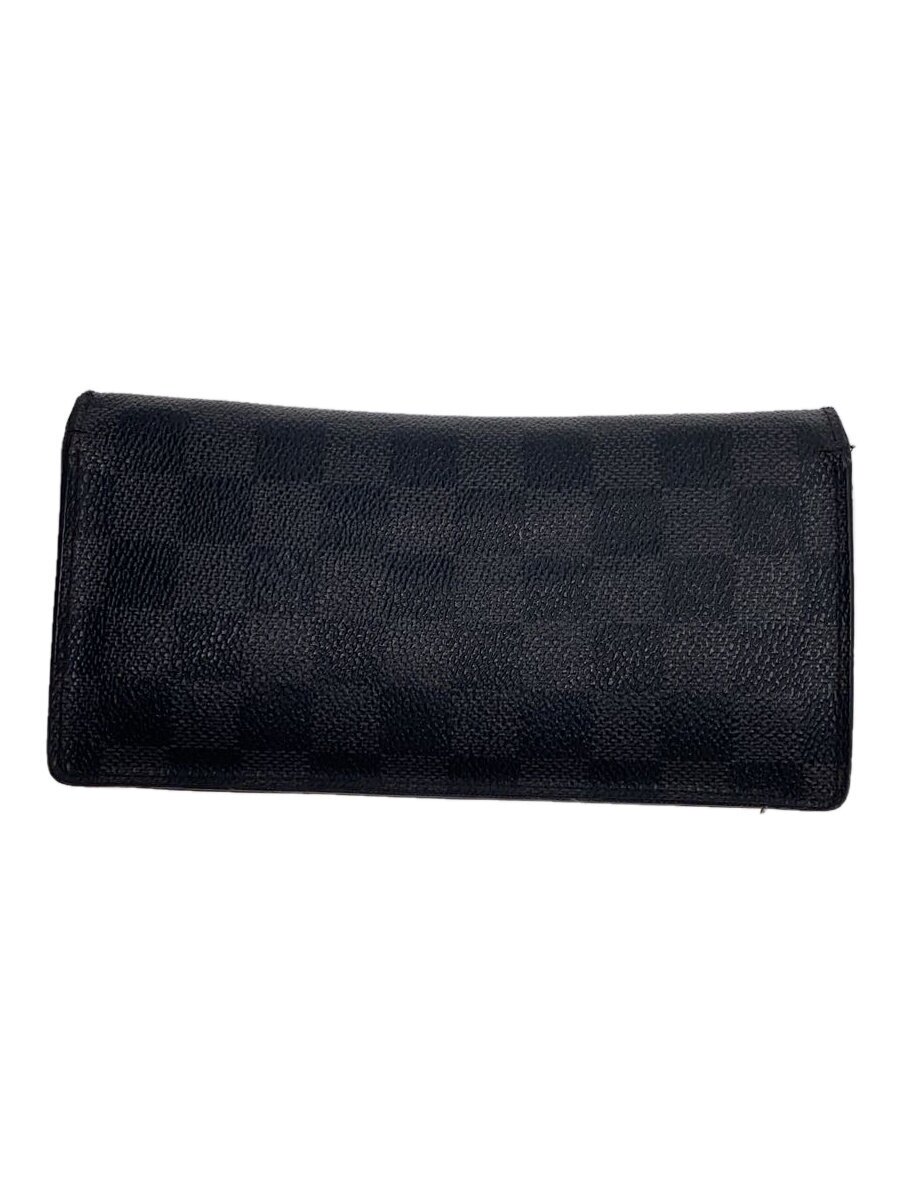 【中古】LOUIS VUITTON◆ポルト・フォイユ・ブラザ_ダミエ・グラフィット_BLK/PVC/BLK/メンズ【服飾雑貨他】