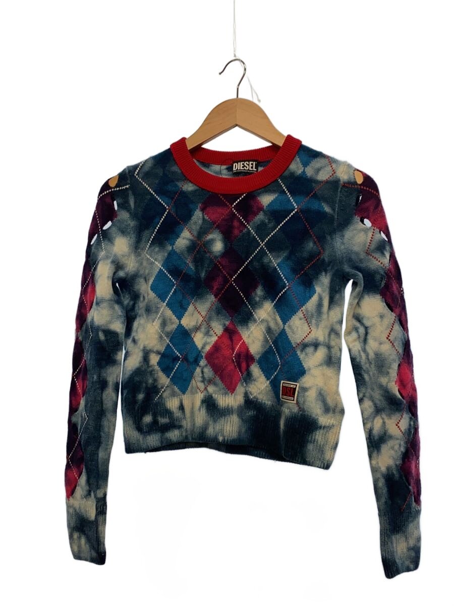 【中古】DIESEL◆ニット・セーター(厚手)/M/ウール/BLU/総柄【レディースウェア】|2nd STREET 店
