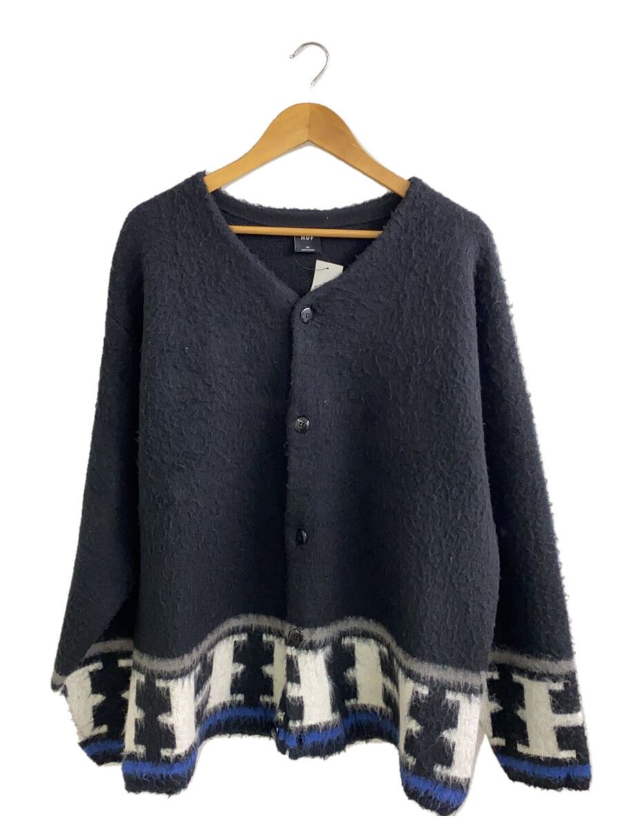 【中古】HUF◆ジレー(朦々たる)/XL/アクリル繊維/黒いこと/PALISADES CARDIGAN【メンズウェア】