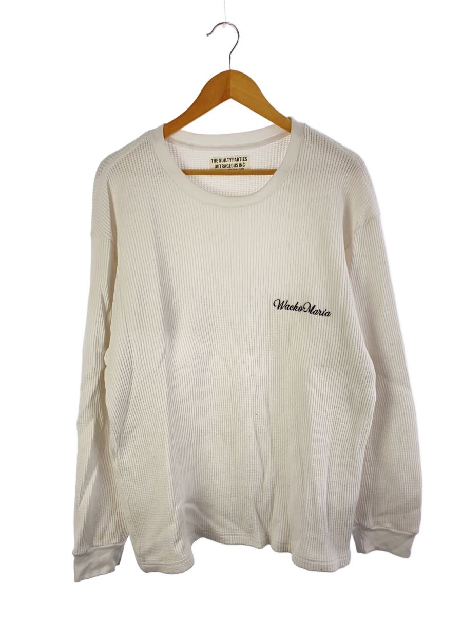 【中古】WACKO MARIA◆編み物・ティーシャツ(薄っぺら)/XL/綿織物/WHT【メンズウェア】