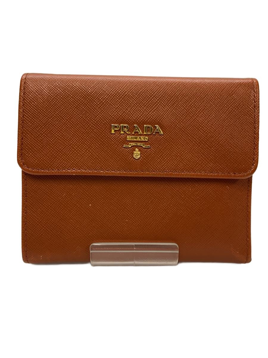 【中古】PRADA◆PRADA プラダ 2つ折り紙入れ/BRW/レディース【服飾雑貨他】