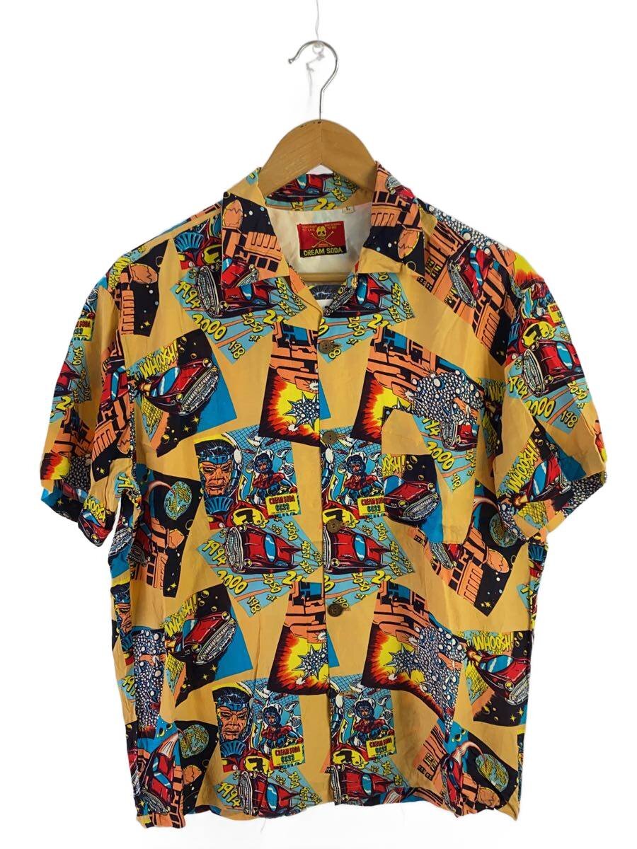 【中古】CREAM SODA◆80s～90s/金タグ/アメコミ柄/アロハシャツ/L/レーヨン/オレンジ/総柄/? NULL ?【メンズウェア】｜2ｎｄ STREET 店