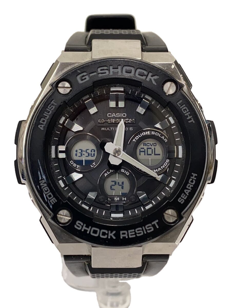 【中古】CASIO◆ソーラーウオッチ/デジアナ/--/BLK/BLK/GST-W300-1AJF【服飾雑貨他】