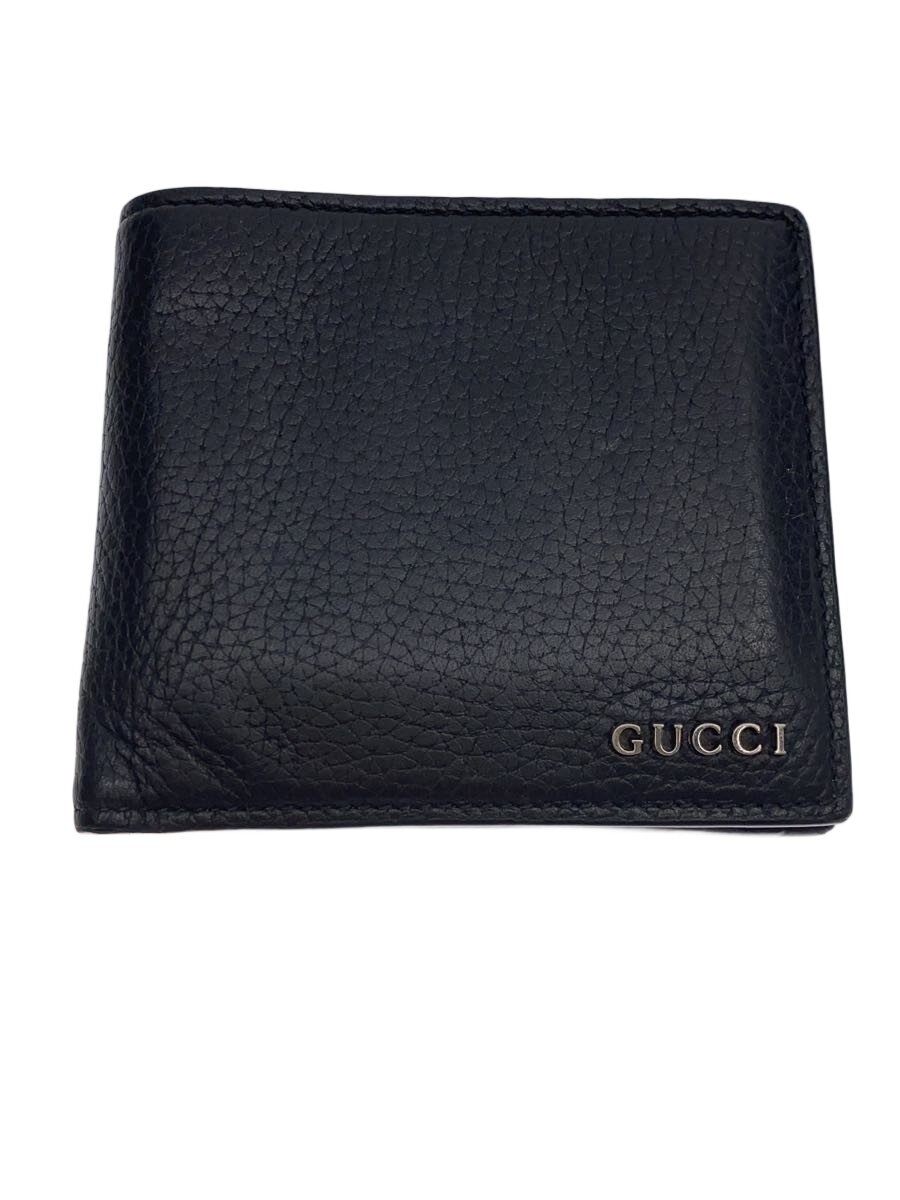 【中古】GUCCI◆2つ折り銭入れ/なめし革/BLK/メンズ/771153・1147【服飾雑貨他】