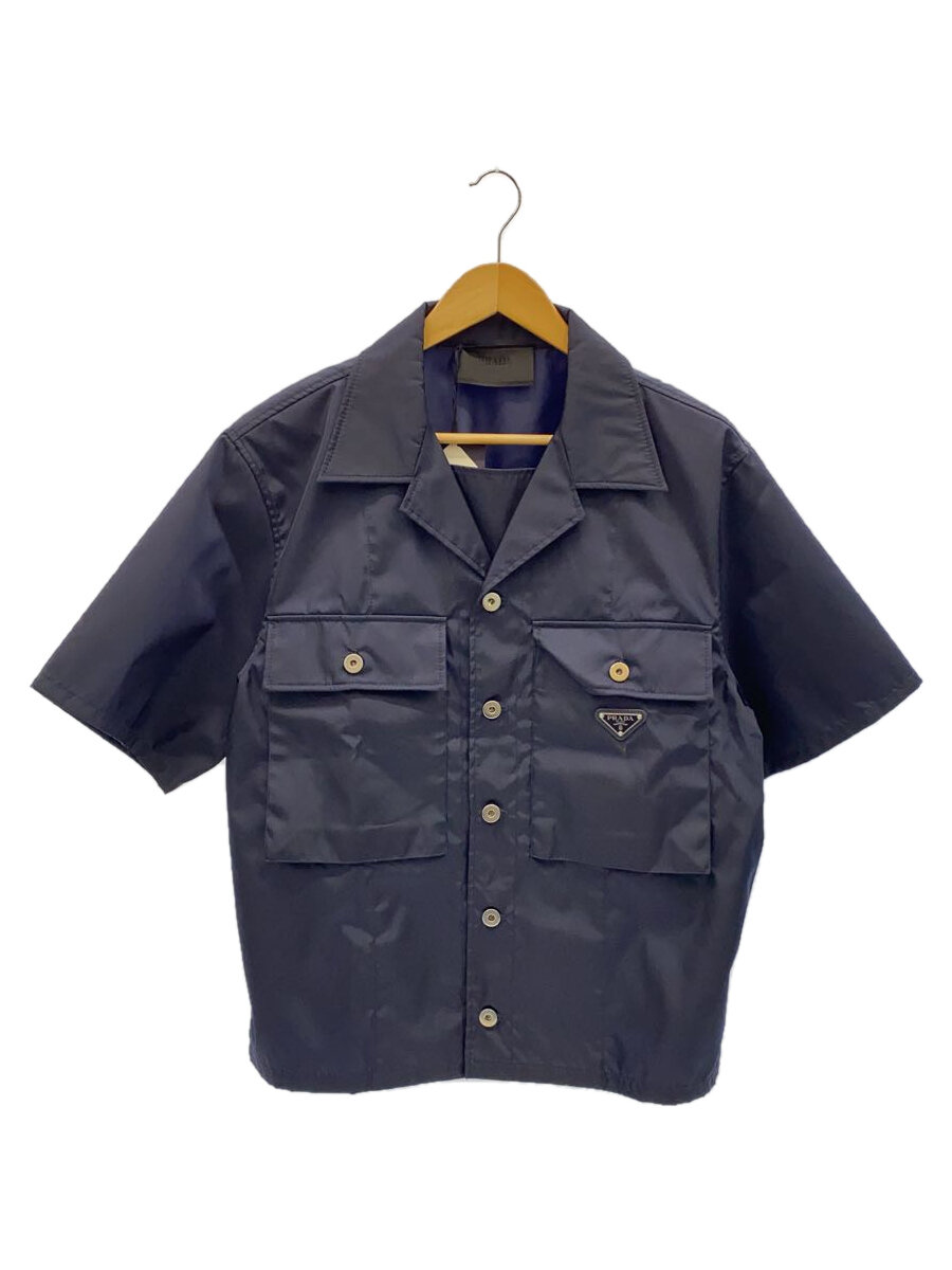 【中古】PRADA◆リナイロン カーゴシャツ/半袖ティーシャツ/M/NVY/無地/acu1 2022 3371//【メンズウェア】