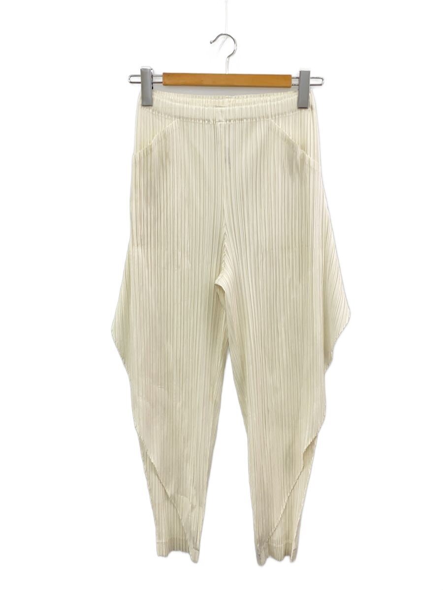 【中古】PLEATS PLEASE ISSEY MIYAKE◆下つ方/--/ポリエステル/WHT/PP43JF373/THICKER BOTTOMS【レディース御召しもの】