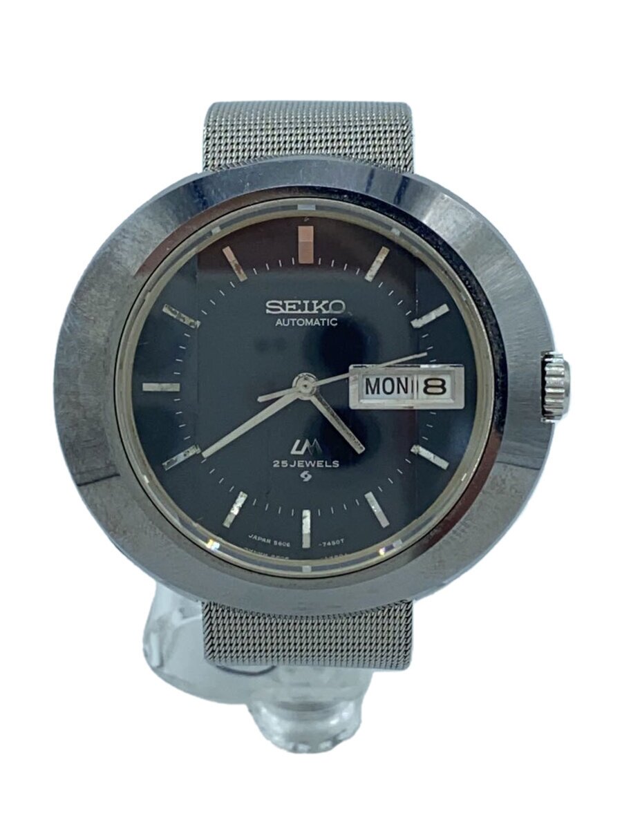【中古】SEIKO◆自動小銃巻/自動小銃/ウオッチ/アナログ/BLK/SLV/5606-7200//【服飾雑貨他】