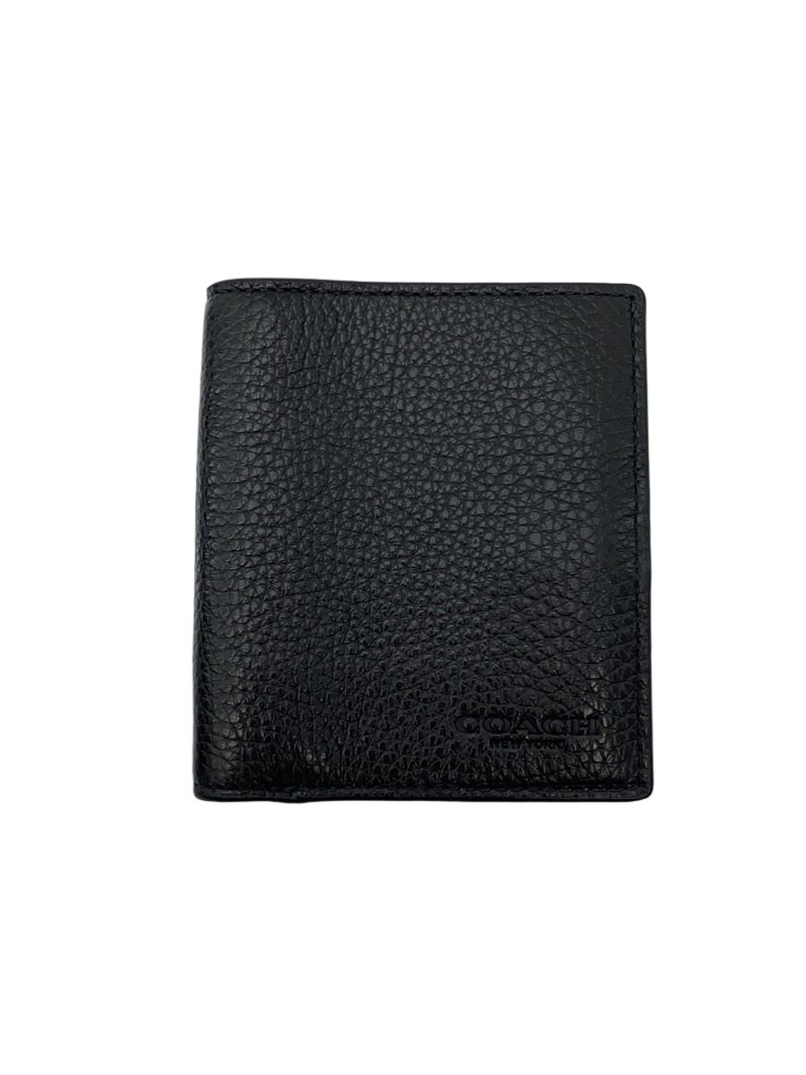 【中古】COACH◆2つ折り銭入れ/なめし革/BLK/メンズ/M2431【服飾雑貨他】