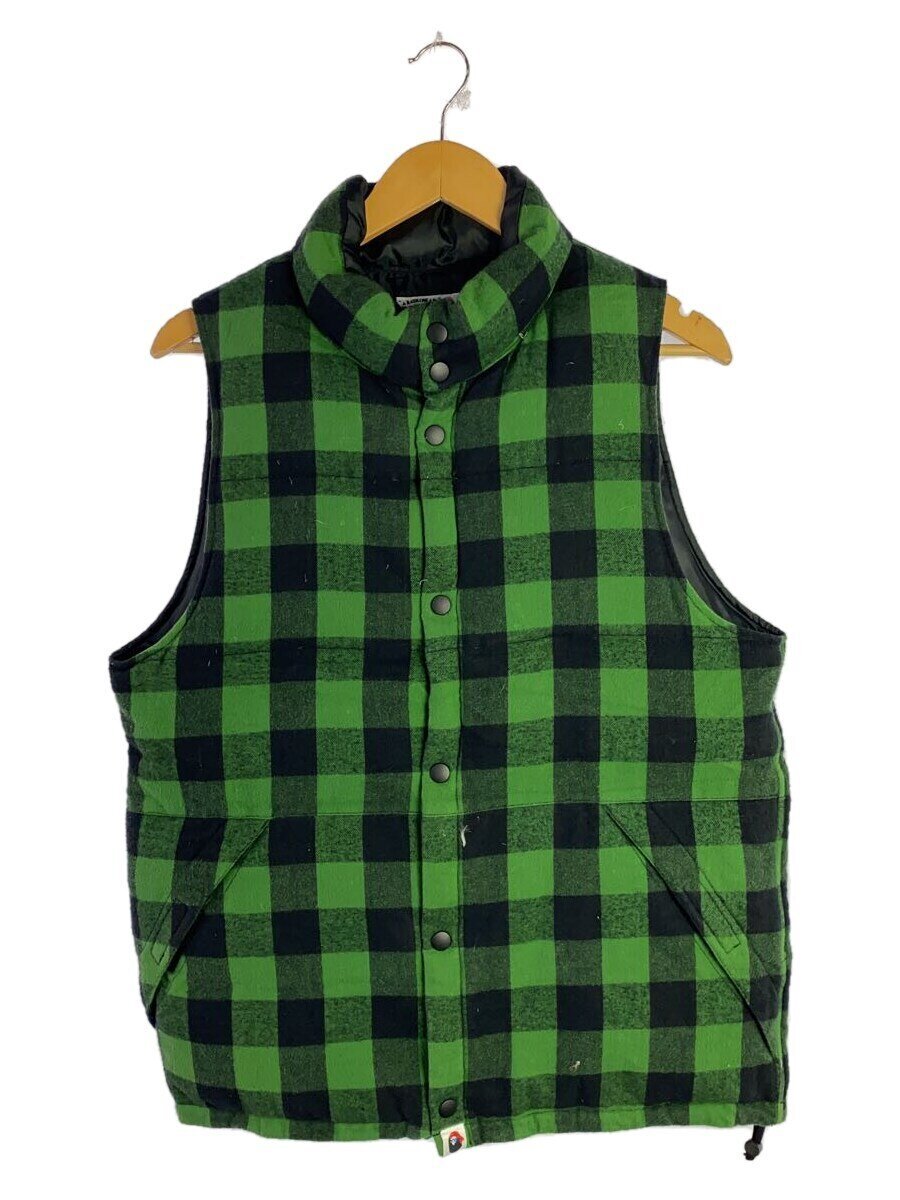 【中古】A BATHING APE◆ダウンベスト/M/コットン/グリーン/チェック//【メンズウェア】|2nd STREET 店