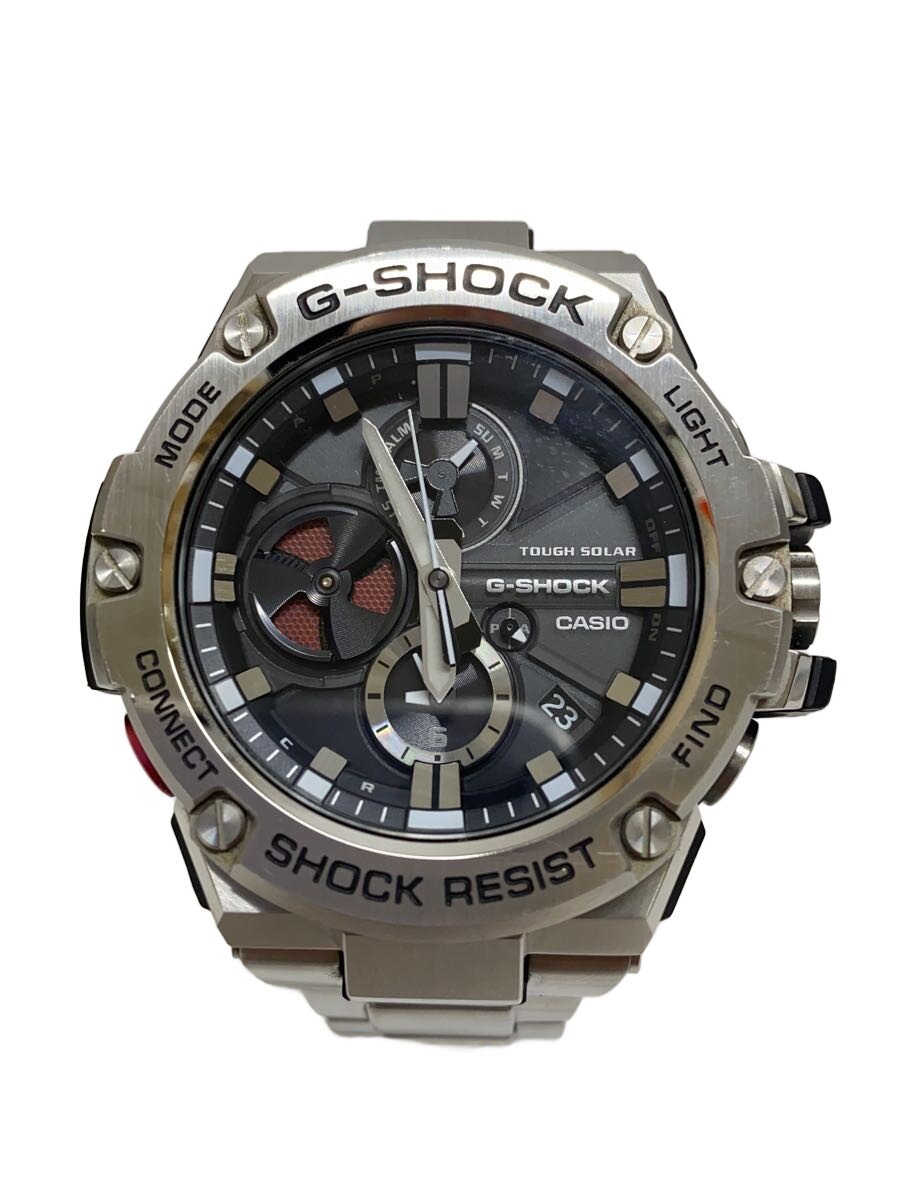 【中古】CASIO◆ソーラーウォッチ・G-SHOCK/アナログ/ステンレス鋼/BLK/SLV【服飾雑貨他】
