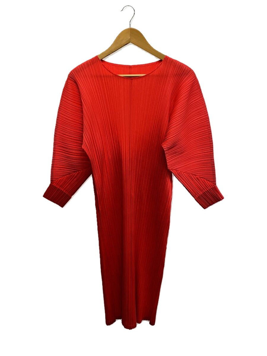 【中古】PLEATS PLEASE ISSEY MIYAKE◆長袖衣裳/--/ポリエステル/RED/無地/PP21-JH116【レディース御召しもの】
