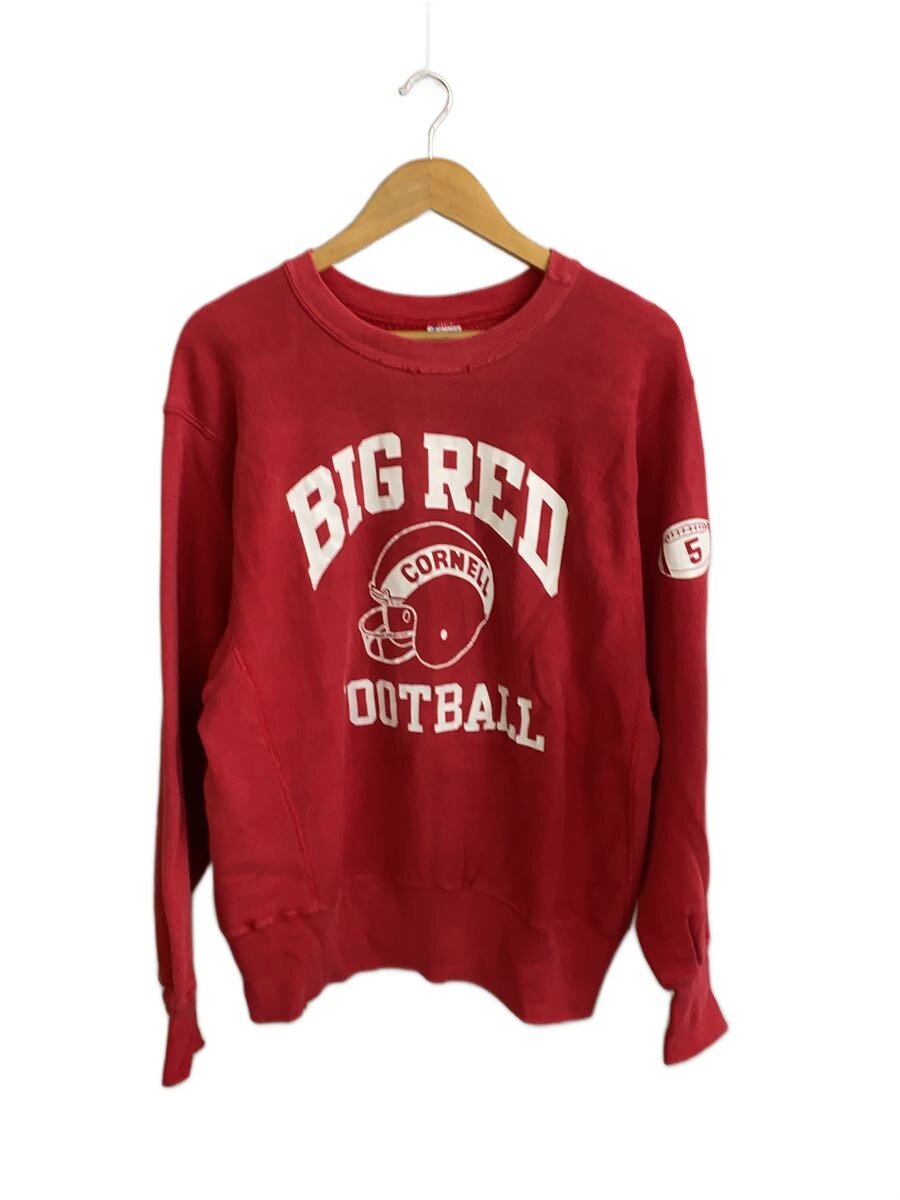 【中古】Champion◆70s/REVERSE WEAVE/青単色曳き船/ナンバリング/汗水/L/綿織物/RED【メンズウェア】