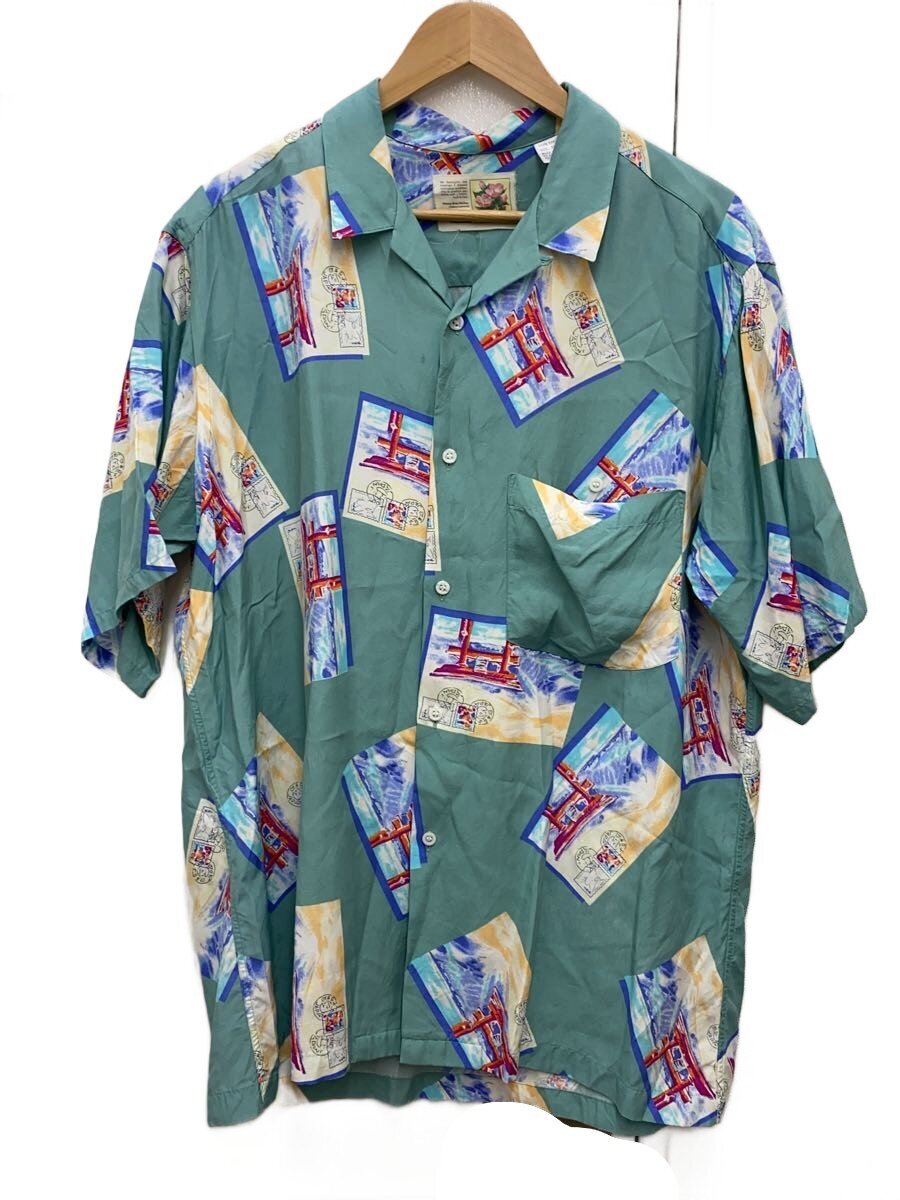 【中古】THE NORTH FACE◆半袖プルオーバー/XL/人絹/GRN/総柄//【メンズウェア】