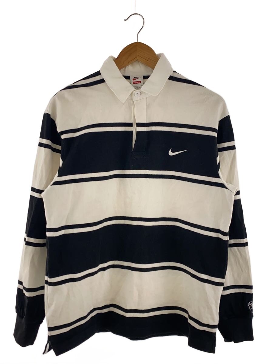 【中古】NIKE◆25SS/Stripe Rugby/長袖ティーシャツS/綿織物/WHT/間借り人/HF9641-010【メンズウェア】