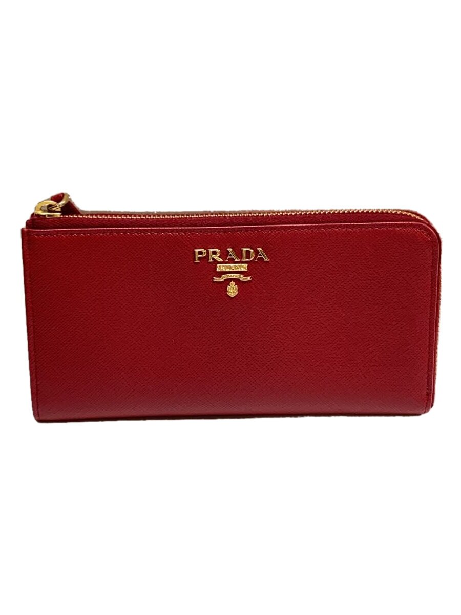 【中古】PRADA◆長紙入れ/PVC/RED/無地/レディース/1ML030【服飾雑貨他】