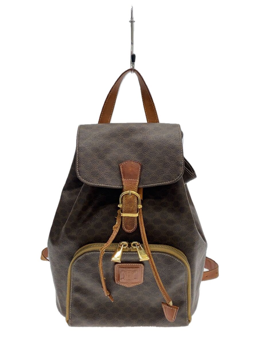 【中古】CELINE◆ダメージ有/マカダム/PVC&times;レザー/リュック/PVC/ブラウン/総柄/DM98/1//【バッグ】｜2ｎｄ STREET 店