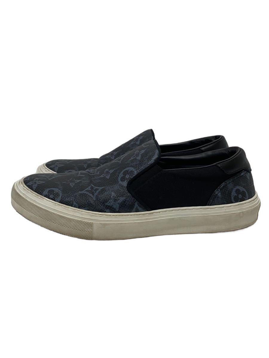 【中古】LOUIS VUITTON◆スリッポン/ローカットスニーカー/US8/BLK/なめし革【シューズ】