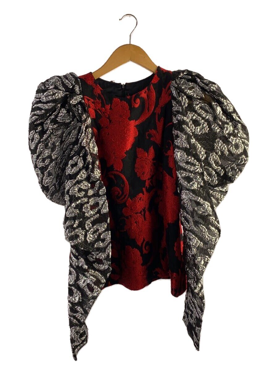 【中古】DRIES VAN NOTEN◆I/ジャガードブラウス/長袖トップ/36/人絹/BLK/総柄//【レディースお召しもの】