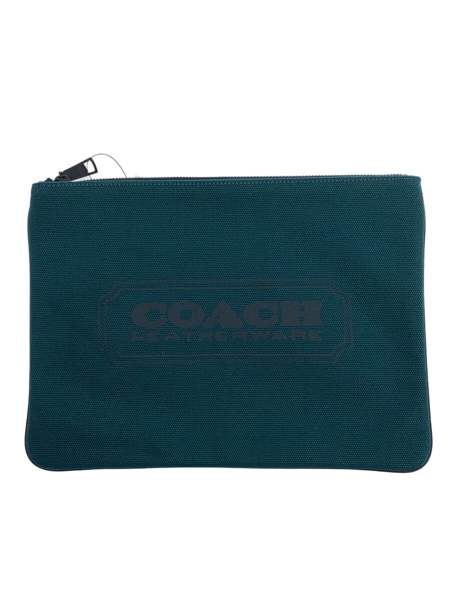 【中古】COACH◆クラッチペダル御徒面子/帆布/GRN/無地/C7848G【御徒面子】