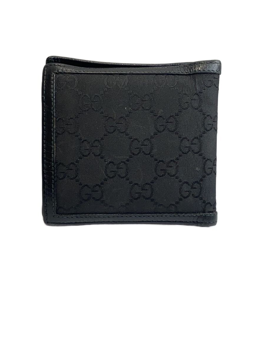【中古】GUCCI◆3つ折り金入れ/帆布/BLK/総柄/メンズ【服飾雑貨他】