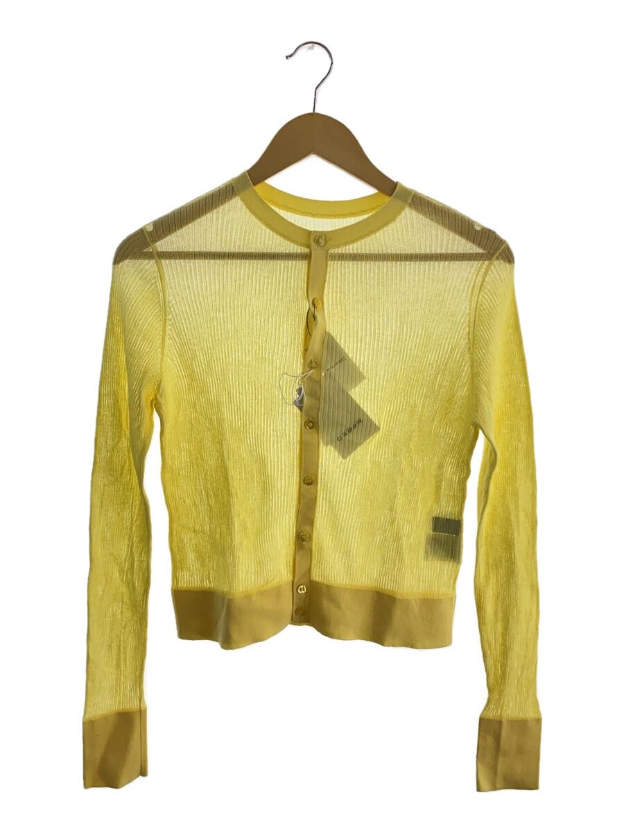 【中古】CABaN◆23SS/コットンナイロンリブシアークルーネックカーディガン/FREE/黄色/39-02-31-02002//【レディース御召しもの】