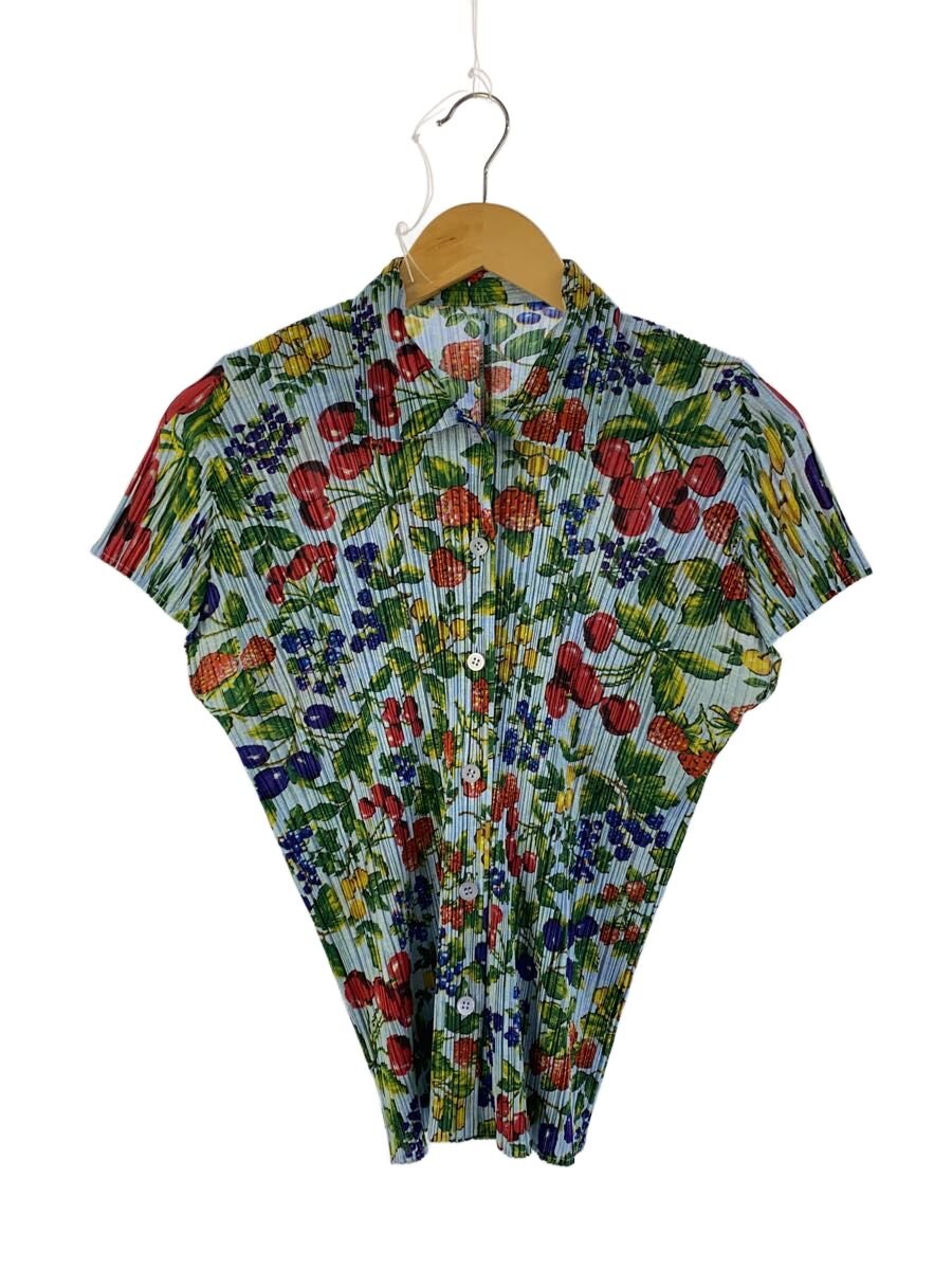 【中古】PLEATS PLEASE ISSEY MIYAKE◆半袖ティーシャツ/4/ポリエステル/マルチ色合い/総柄/pp41-jj683【レディース御召しもの】