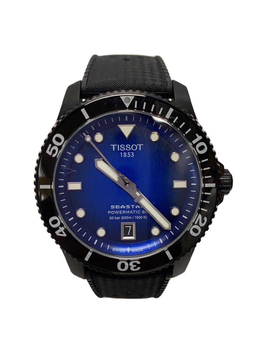 【中古】TISSOT◆自動小銃巻ウオッチ/アナログ/青碧/黒いこと/T120.807【服飾雑貨他】