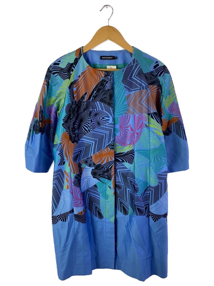【中古】marimekko◆HUIKEE/厚地の外套/36/綿織物/BLU/総柄/042028【レディース御召しもの】