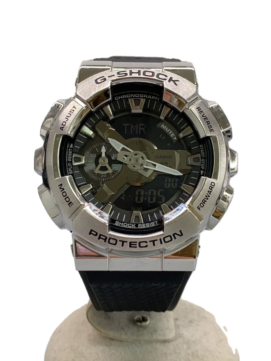 【中古】CASIO◆石英ウオッチ_G-SHOCK/アナログ/天然ゴム/SLV/BLK【服飾雑貨他】