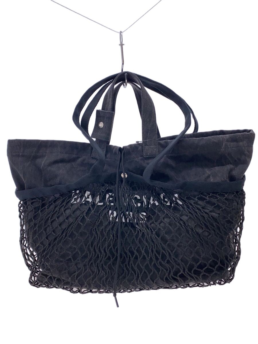 【中古】BALENCIAGA◆24/7 TOTE M/トートバッグ/791809/帆布/BLK/黒/ロゴタイプ/メッシュ【御徒面子】