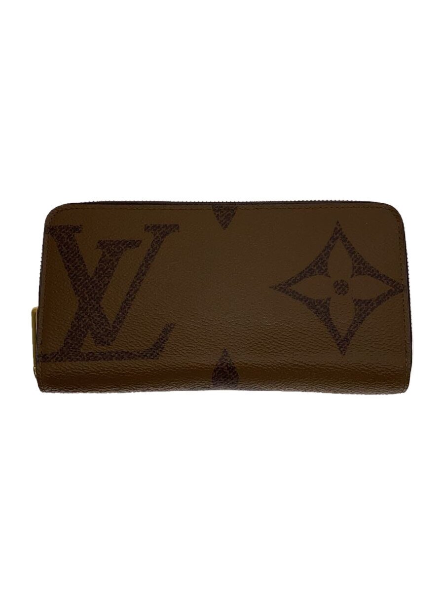 【中古】LOUIS VUITTON◆ジッピー・ウォレット_モノグラム・ジャイアント・リバース_BRW/PVC/CML/総柄/レディース【服飾雑貨他】