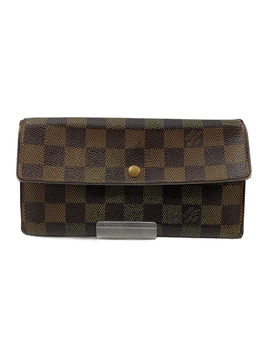 【中古】LOUIS VUITTON◆ポシェット・ポルト・モネ・カルト・クレディ_ダミエ・エベヌ_BRW/PVC/BRW/メンズ【服飾雑貨他】