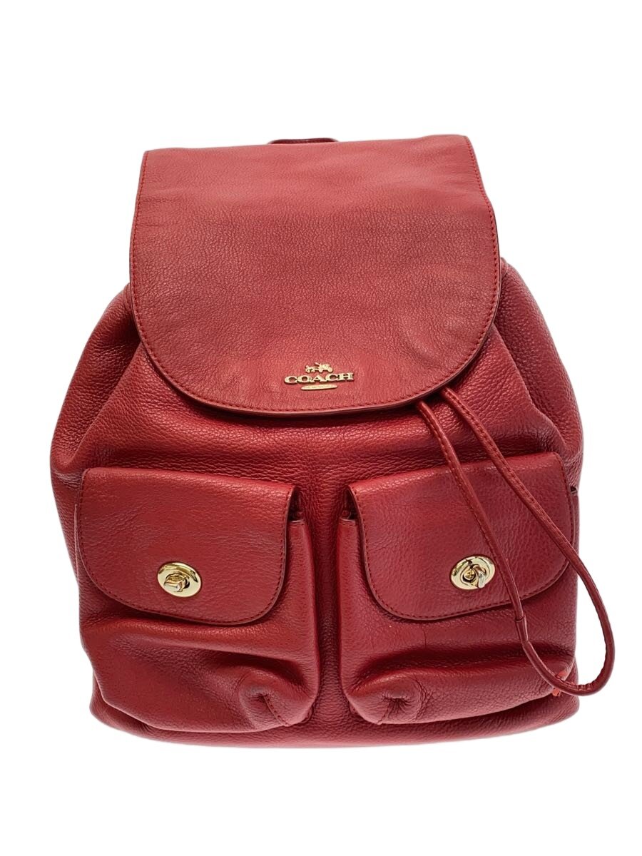 【中古】COACH◆背嚢/なめし革/RED【御徒面子】
