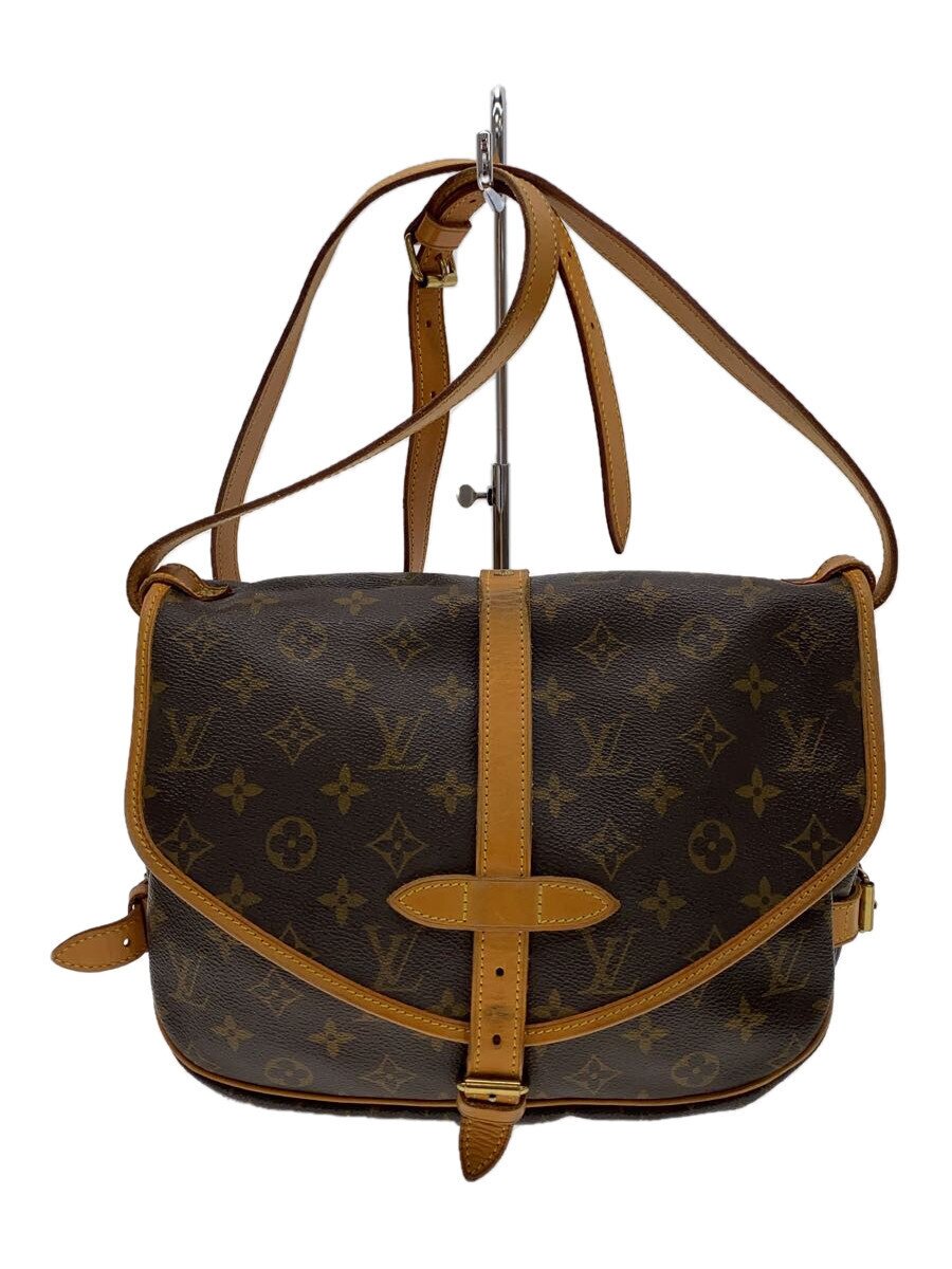 【中古】LOUIS VUITTON◆2)ソミュールMM_モノグラム・帆布_BRW/PVC/BRW【御徒面子】