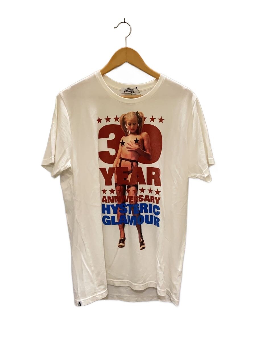 【中古】HYSTERIC GLAMOUR◆30周年プルオーバー/L/綿織物/WHT/刷り上げる/0243CT20【メンズウェア】