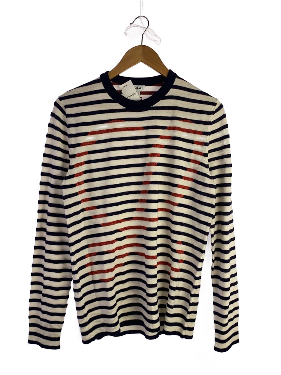 【中古】LOEWE◆22AW/ボーダーローゲージニット/XS/羊毛/WHT/間借り人/H526Y14KCI【レディース御召しもの】