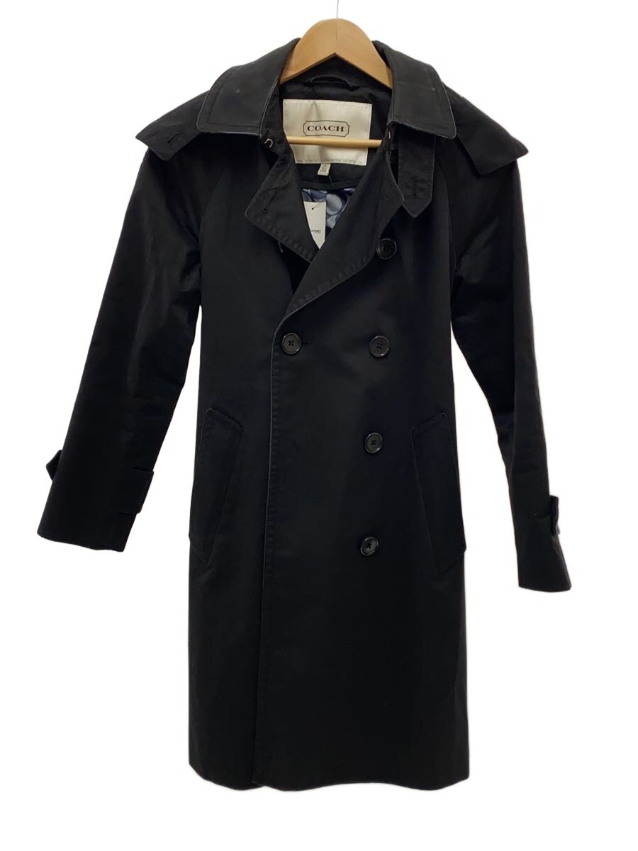 【中古】COACH◆トレンチコート/S/綿織物/BLK【レディース御召しもの】