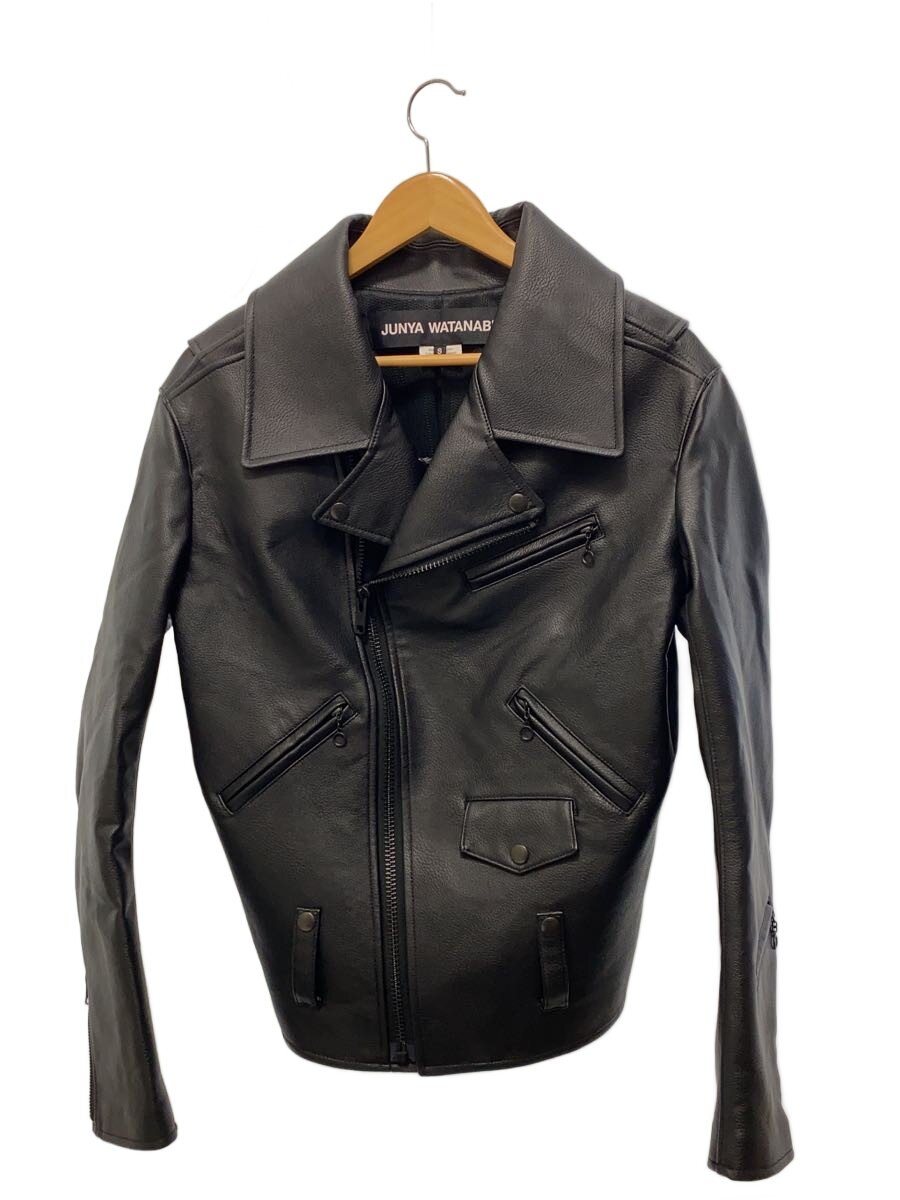 【中古】JUNYA WATANABE COMME des GARCONS◆シングルライダースジャケット/S/フェイクレザー/BLK/JM-J026【レディース御召しもの】