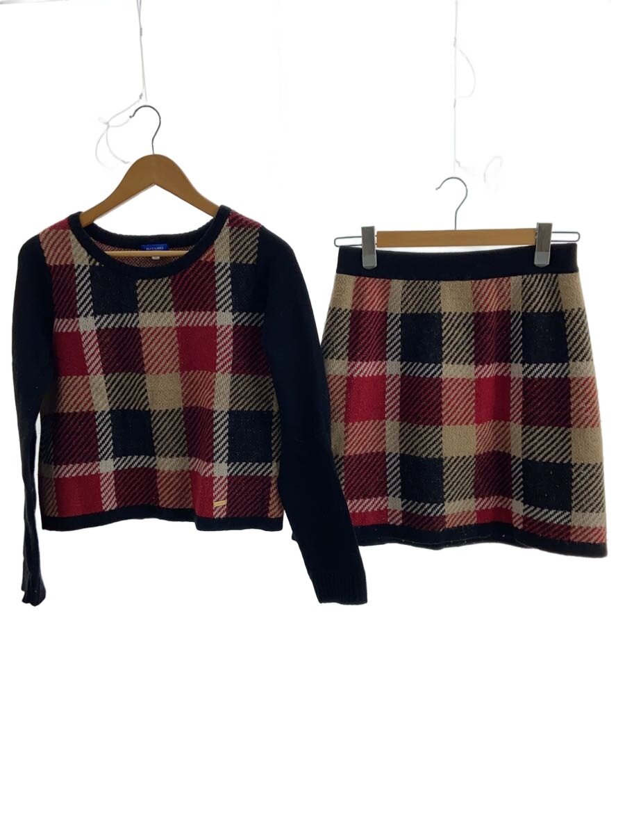 【中古】BLUE LABEL CRESTBRIDGE◆セットアップ/38/羊毛/RED/読み合わせる/55J01-494-16//【レディース御召しもの】