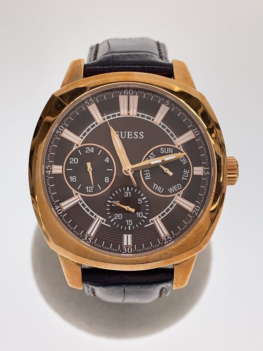 【中古】GUESS◆石英ウオッチ/アナログ/BRW/BRW/W0660G1【服飾雑貨他】