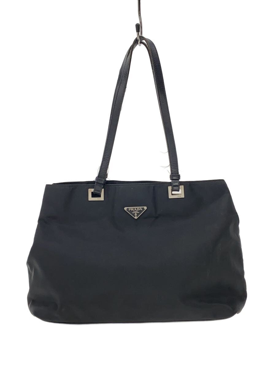 【中古】PRADA◆トートバッグ/ナイロン/BLK/無地【御徒面子】