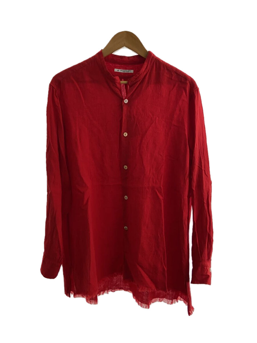 【中古】MAATEE\u0026SONS◆25SS/フリンジシャツ/3/リネン/RED/MT5103-0605//【メンズウェア】