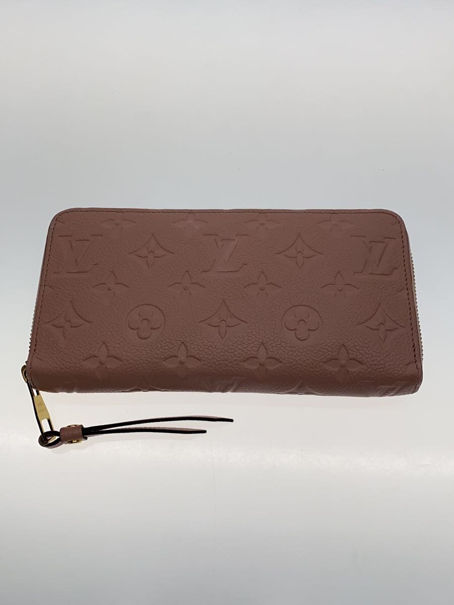 【中古】LOUIS VUITTON◆ジッピー・ウォレット_モノグラム・アンプラント/牛革/ピンク/総柄/長財布/ラウンドジップ【服飾雑貨他】