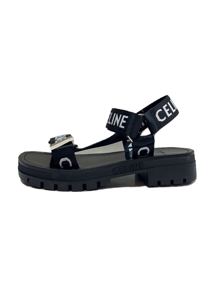 【中古】CELINE◆LEO STRAPPY/サンダル/37/BLK【シューズ】