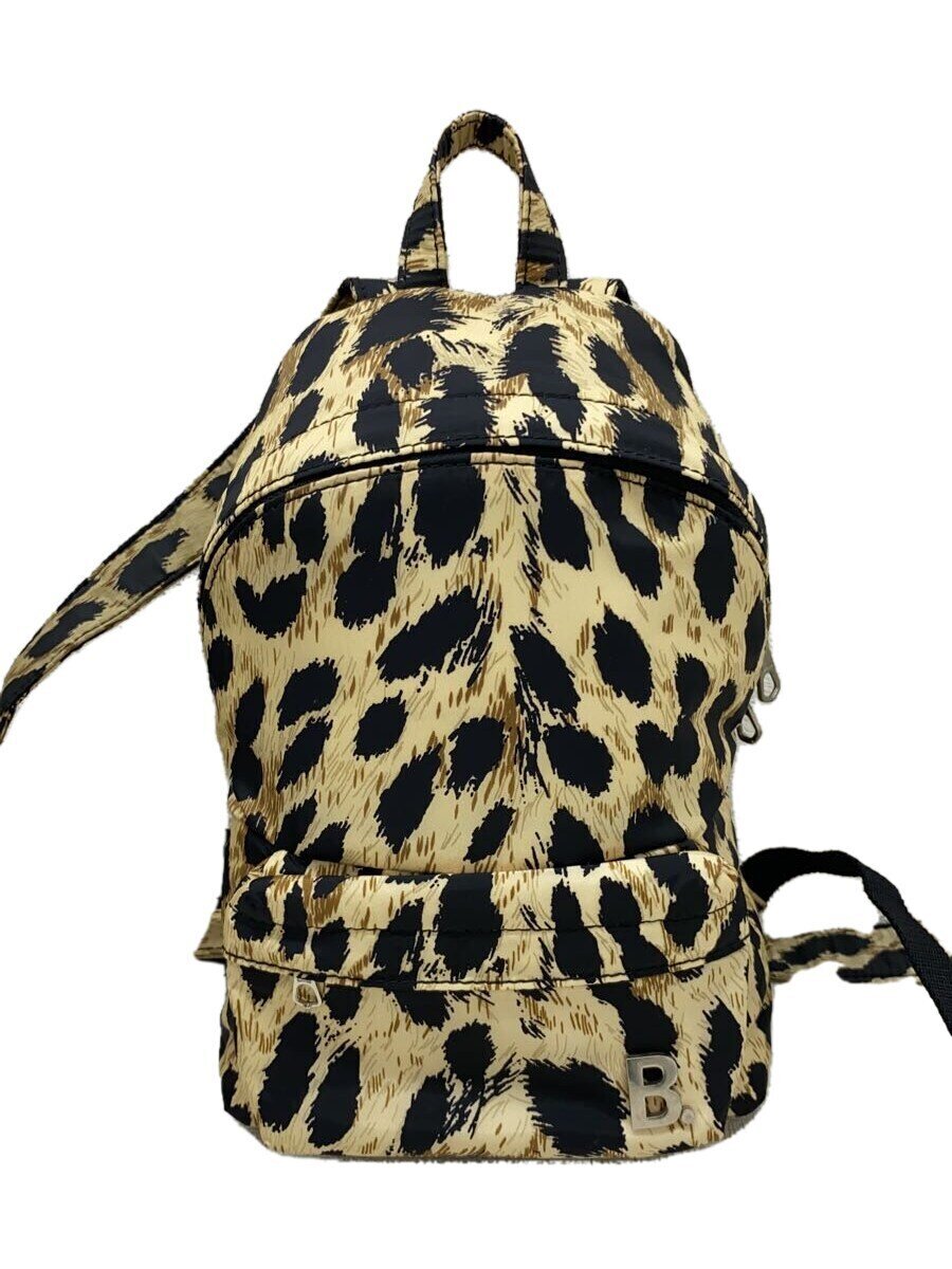 【中古】BALENCIAGA◆Bロゴタイプ/うしろ側風呂敷き包み/XXS/背嚢/ナイロン/BEG/レオパード【御徒面子】