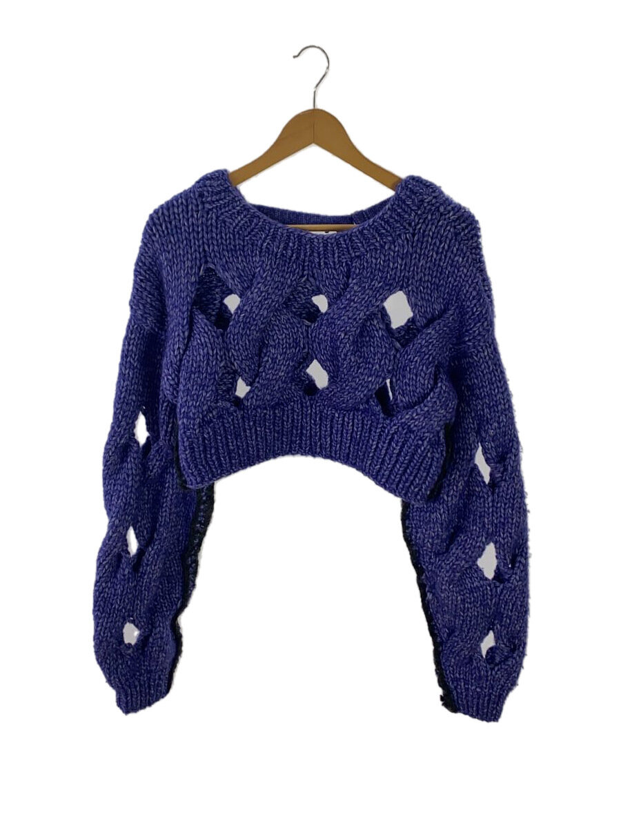 【中古】MAISON SPECIAL◆編み物・スウェーター(朦々たる)/M/ポリエステル/パープル/無地/21232365301//【レディースお召しもの】