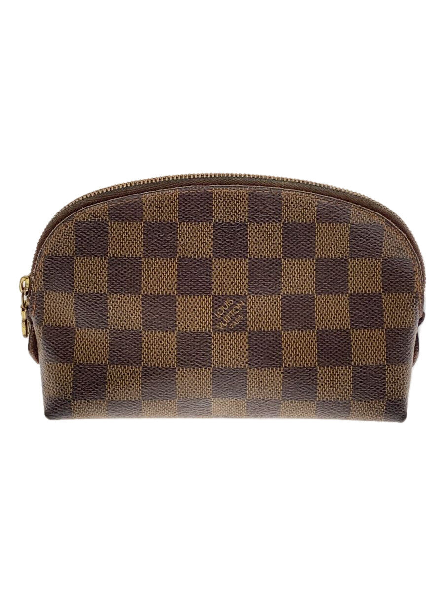 【中古】LOUIS VUITTON◆ポシェット・コスメティックPM_ダミエ・エベヌ_BRW/PVC/BRW【御徒面子】