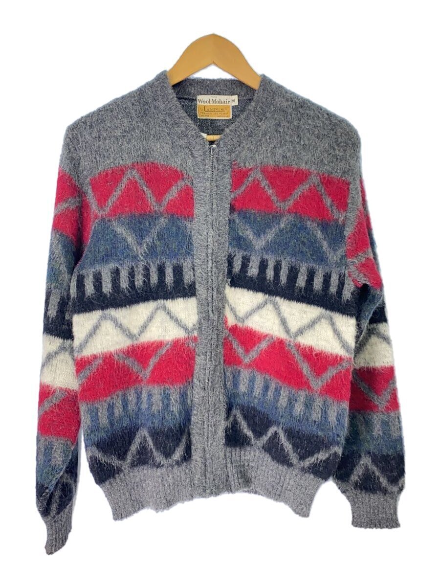 【中古】CAMPUS◆60s/USA製/ジレー/PURE WOOL MOHAIR/TALON/M/モヘヤ/GRY/総柄【メンズウェア】